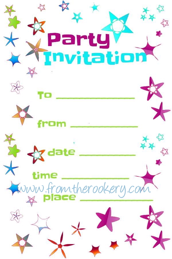 Free Form Fillable Printable Birthday Party Invitations Printable 