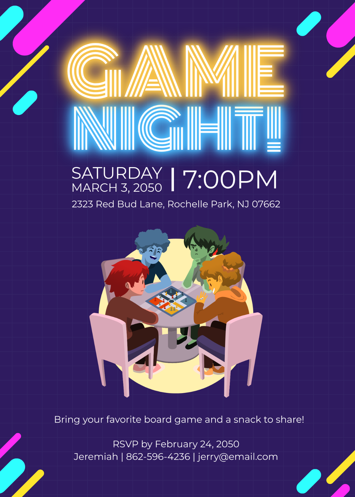 Free Game Night Invitation Template To Edit Online