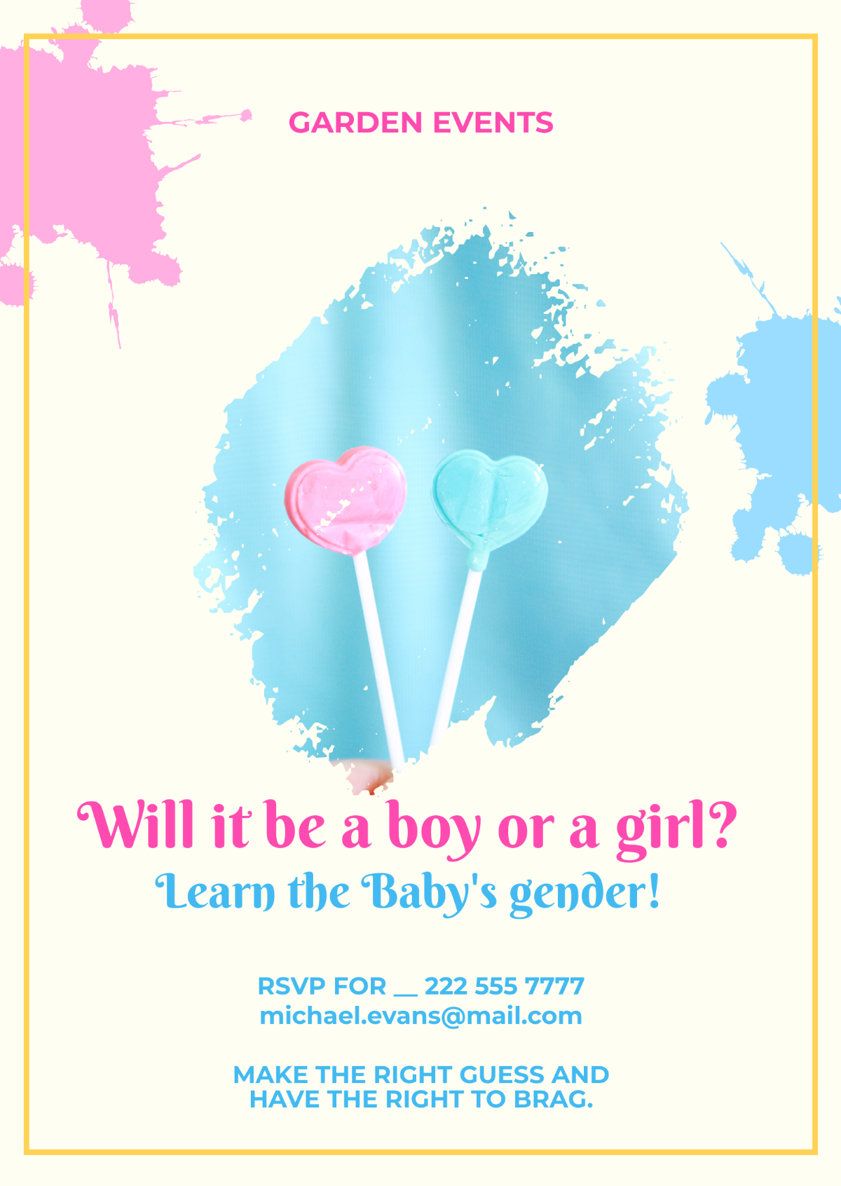 Free Gender Reveal Invitation Flyer Template To Edit Online