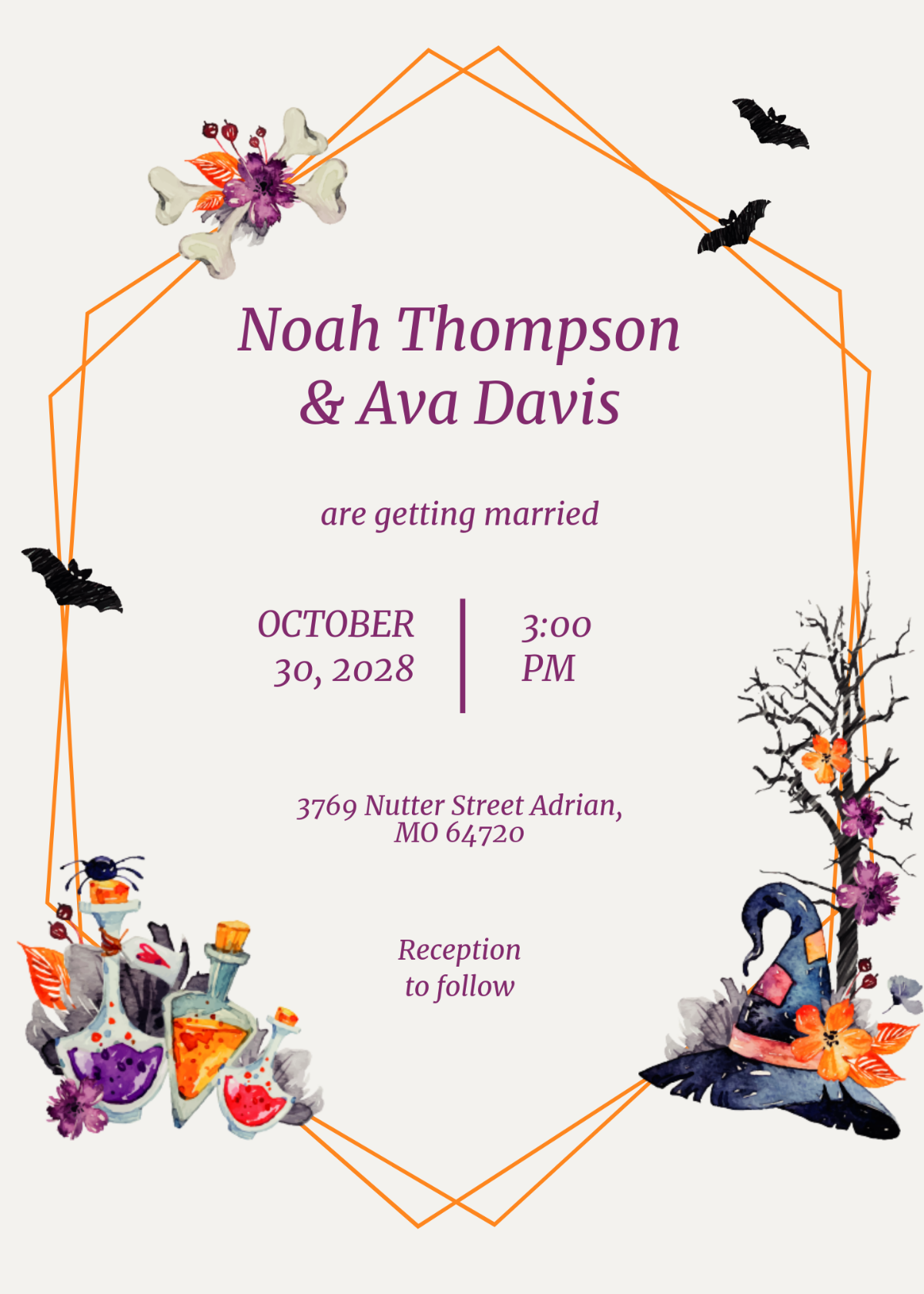 Free Halloween Wedding Invitation Template Edit Online Download 