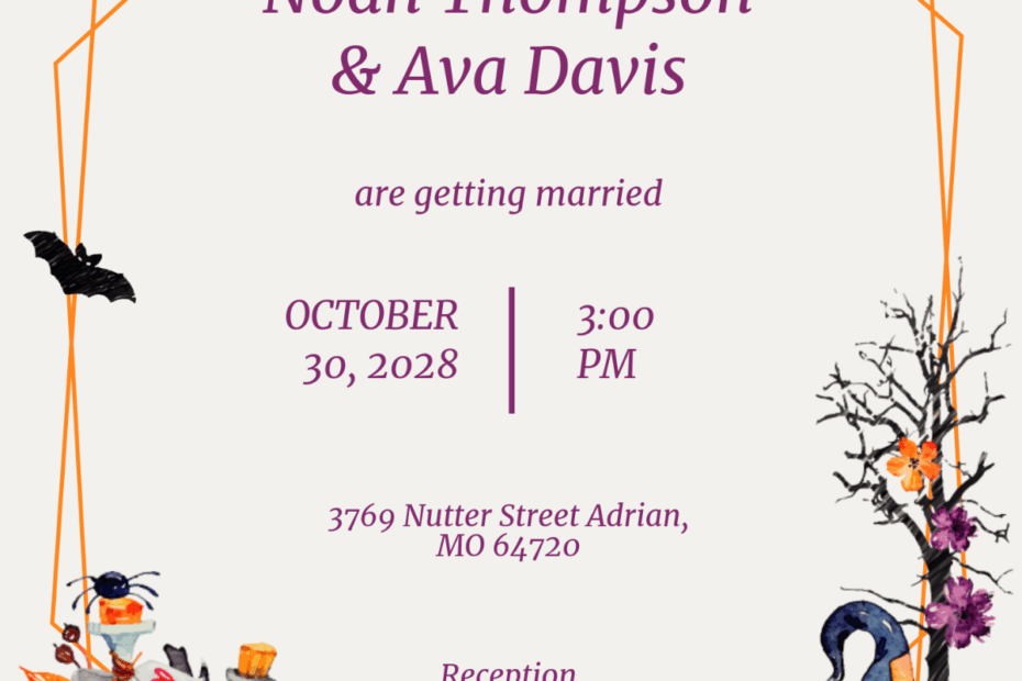 Free Halloween Wedding Invitation Template Edit Online Download
