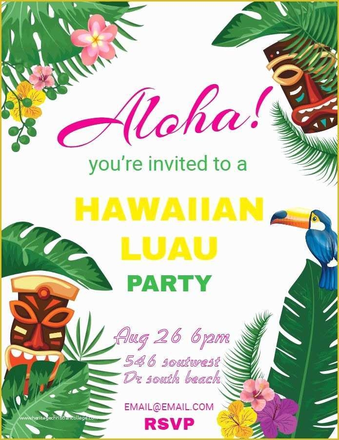 Free Hawaiian Luau Flyer Template Of Hawaiian Party Invitations Luau 