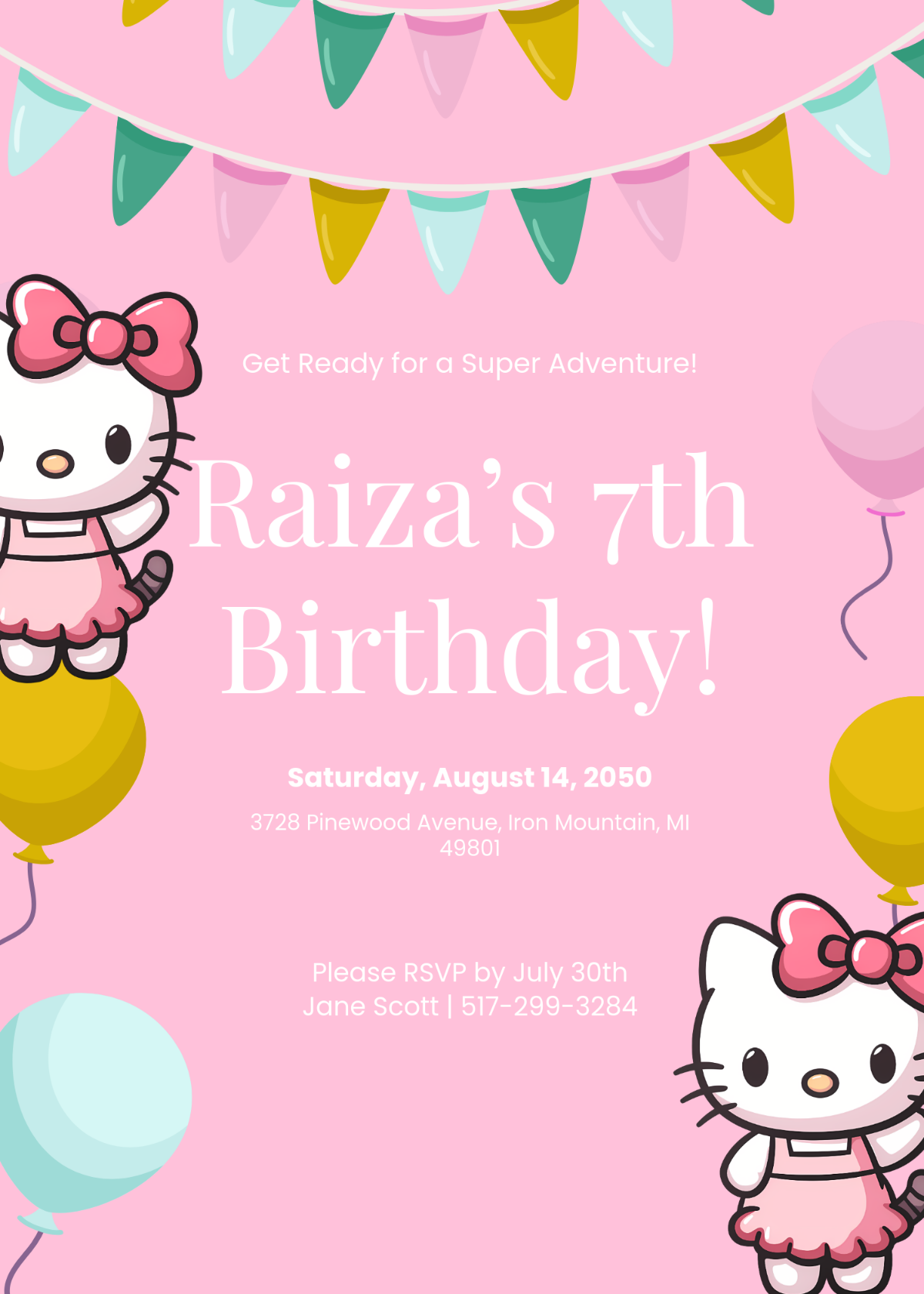Free Hello Kitty Invitation Template To Edit Online