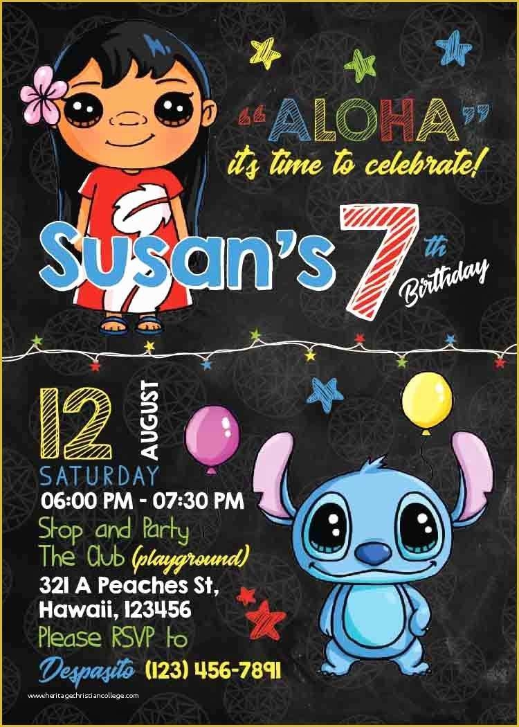 Free Lilo And Stitch Invitation Template Of Lilo Stitch Invitation 
