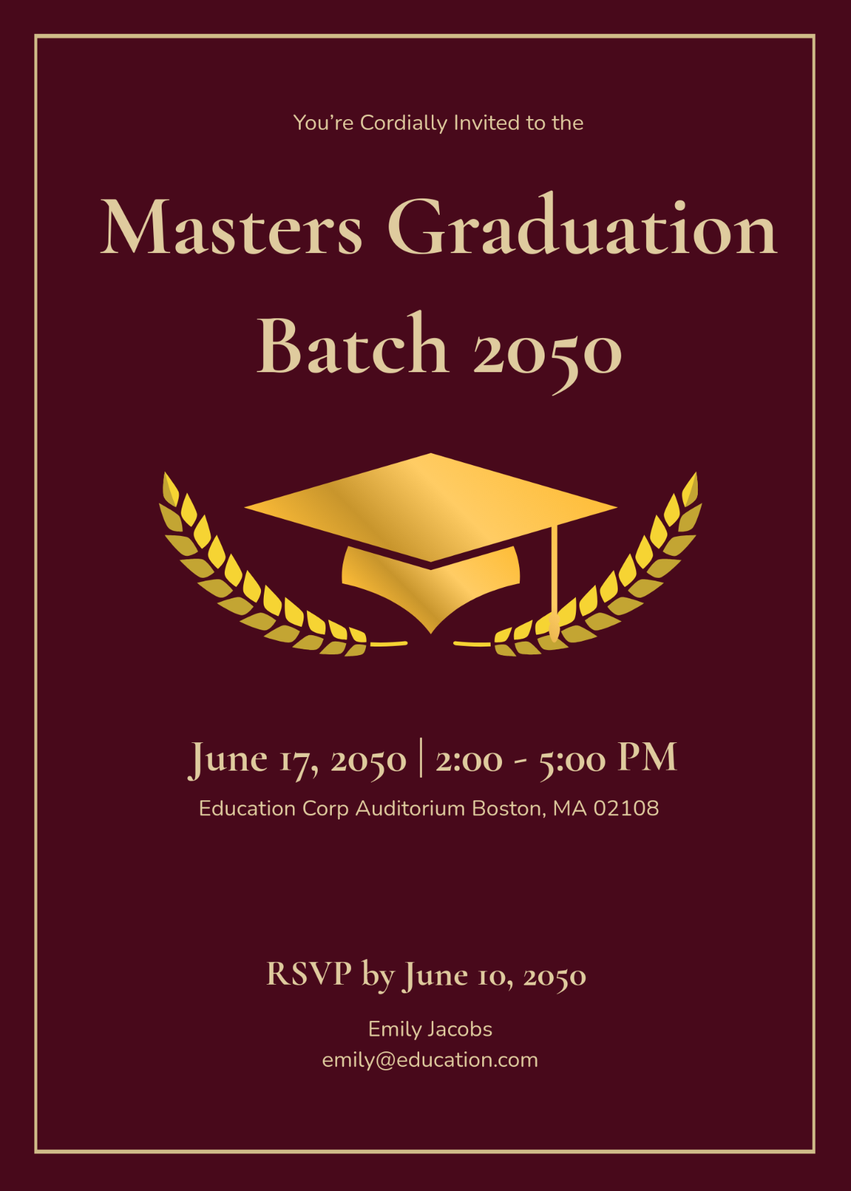 Free Masters Graduation Invitation Template To Edit Online
