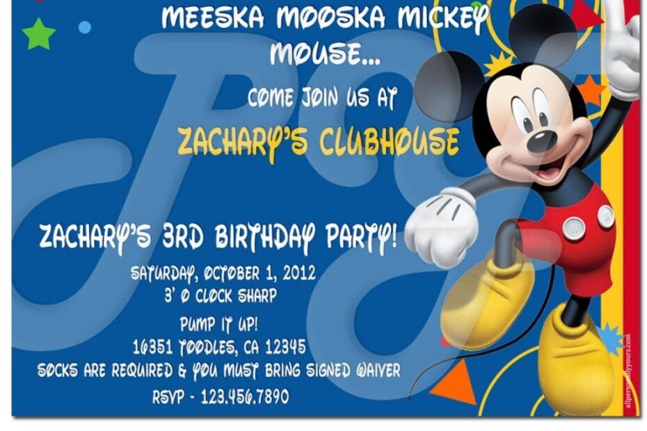 Free Mickey Mouse Clubhouse Birthday Invitation Templates