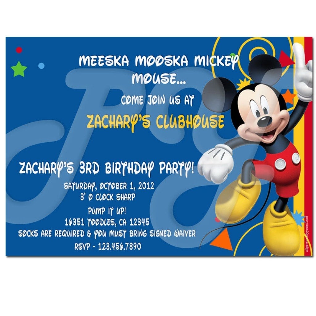 Free Mickey Mouse Clubhouse Birthday Invitation Templates