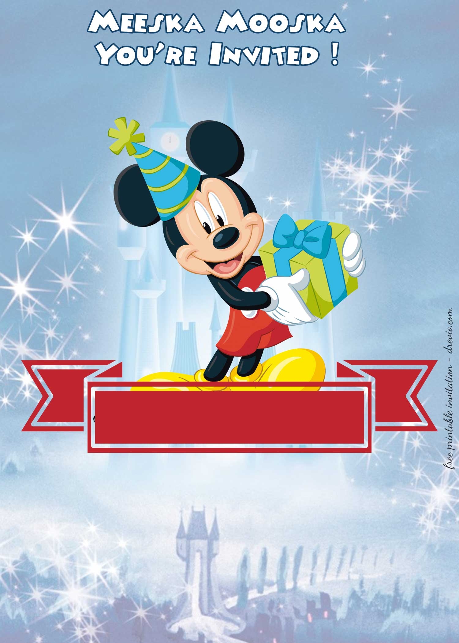 FREE Mickey Mouse Disney Invitation Template Birthday Outfit FREE 