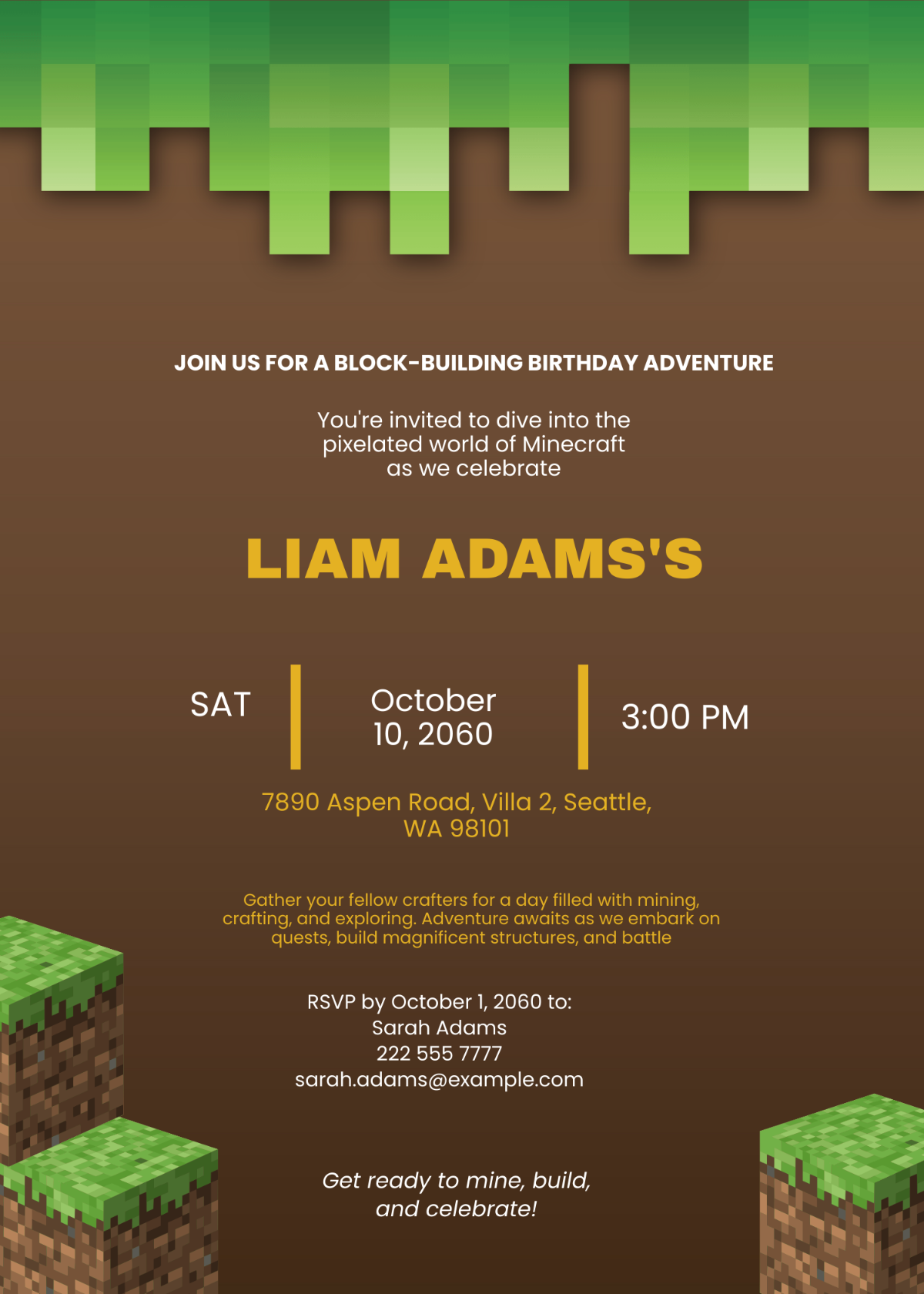 Free Minecraft Birthday Invitation Template To Edit Online