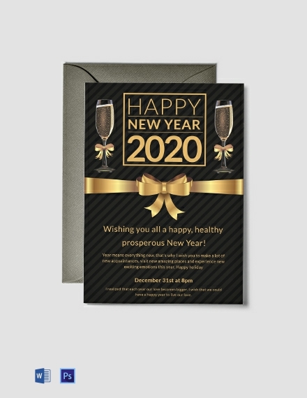FREE New Year Party Invitation Template Word PSD Template