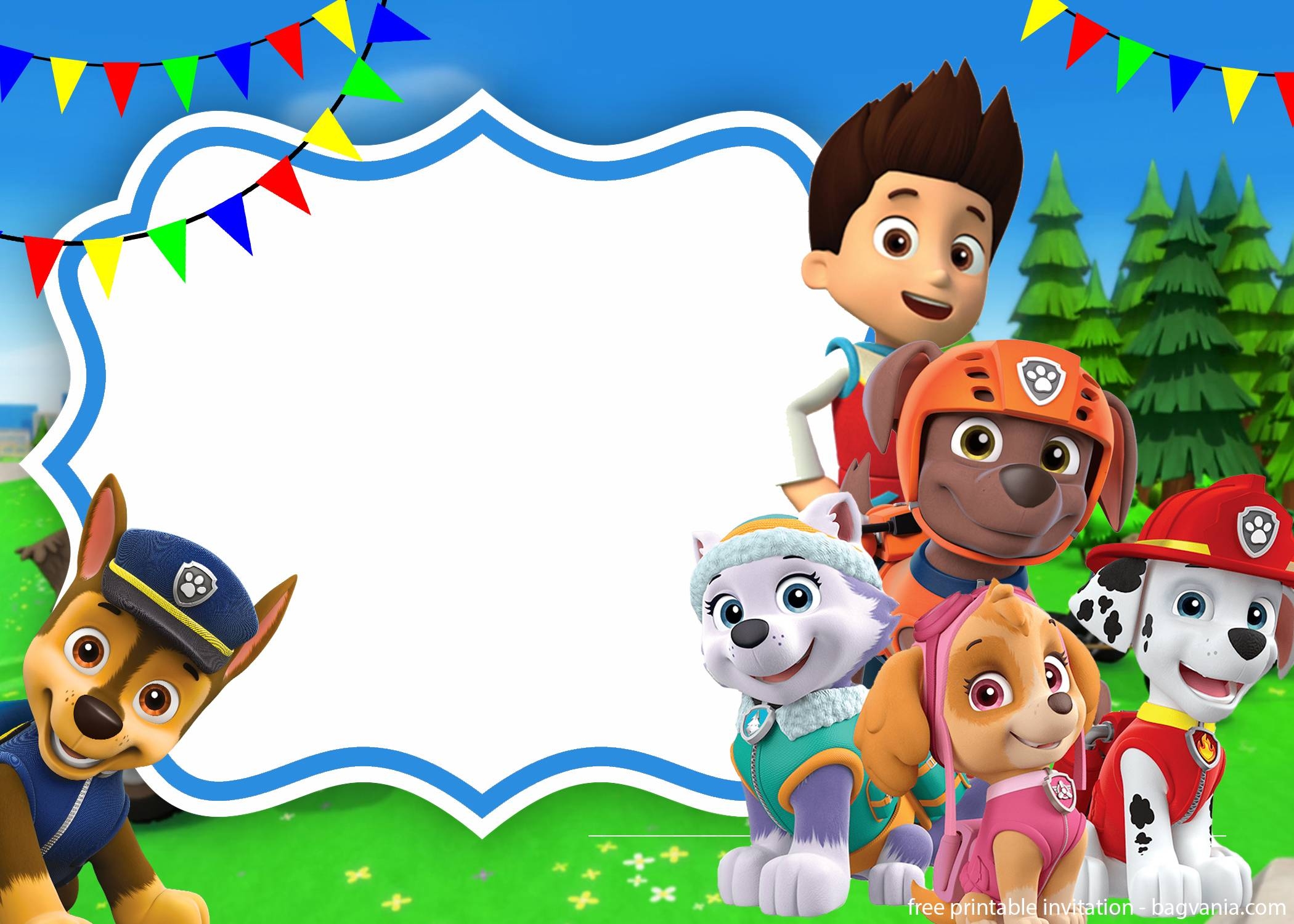 FREE Paw Patrol Full Team Invitation Template FREE Printable Birthday 