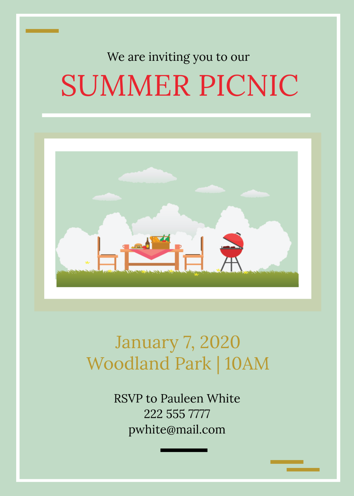 Free Picnic Invitation Template To Edit Online