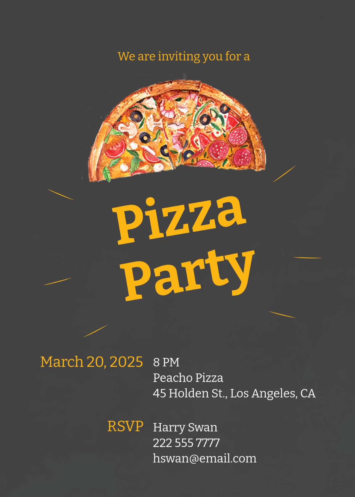 Free Pizza Party Invitation Template To Edit Online