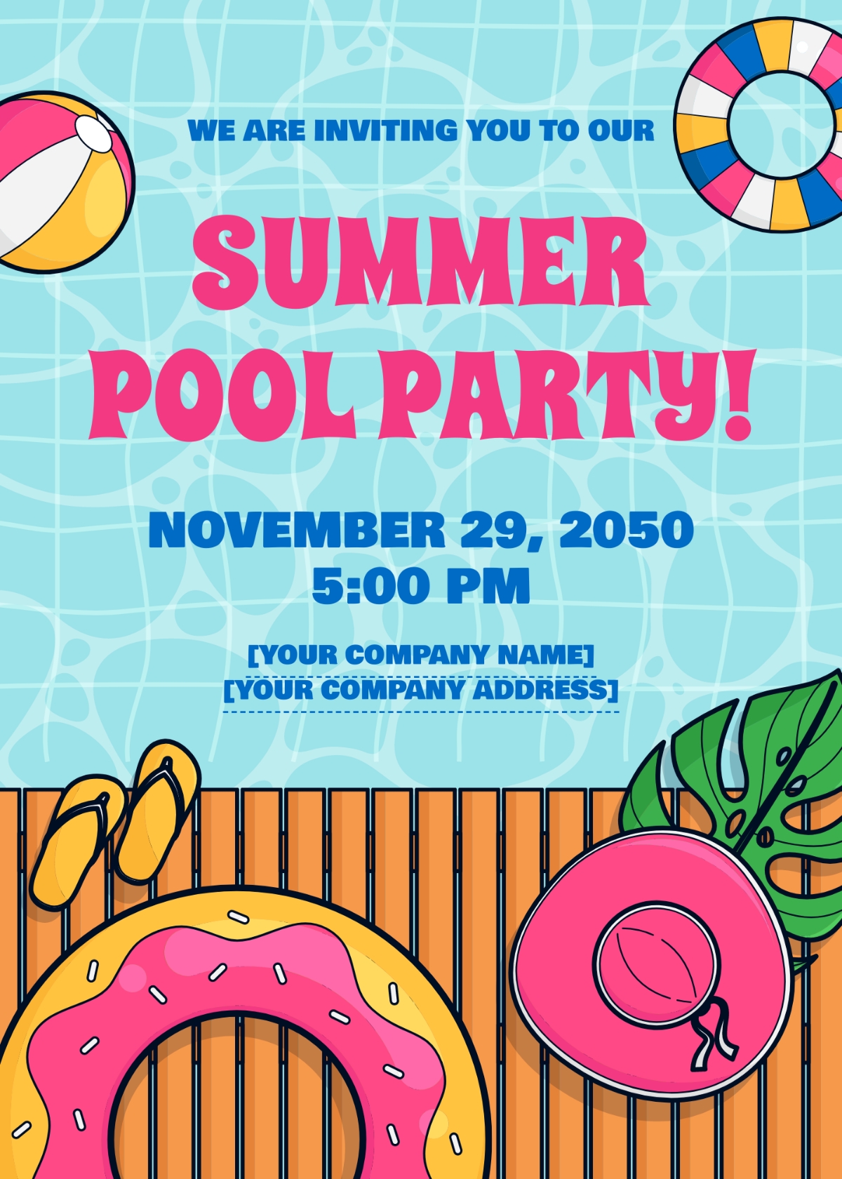 Free Pool Party Invitation Template Edit Online Download Template