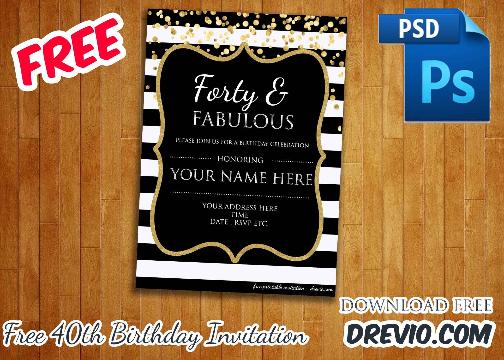 Free Printable 40th Birthday Invitations Templates Templates Printable