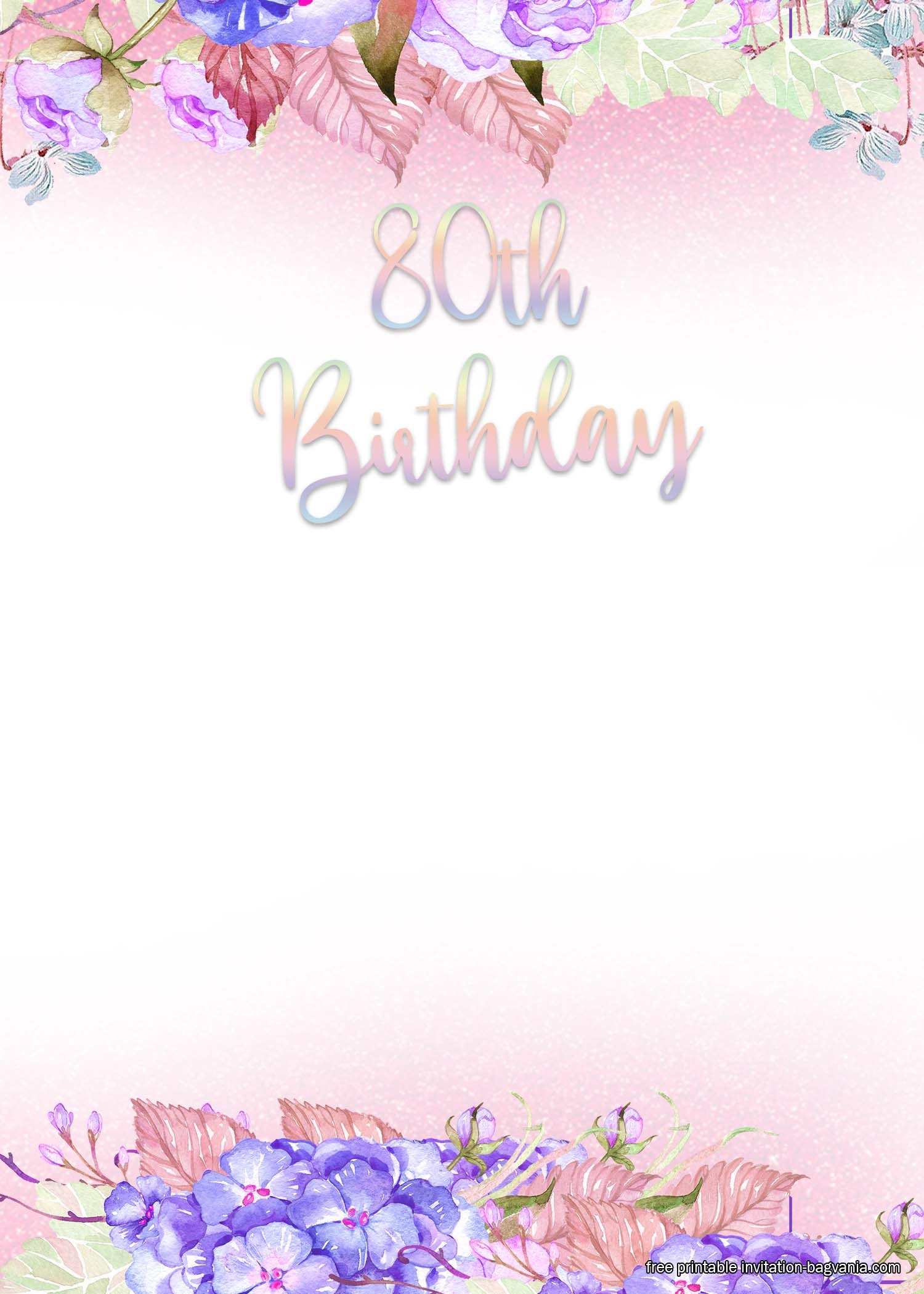 FREE Printable 80th Birthday Invitation Templates FREE Printable 