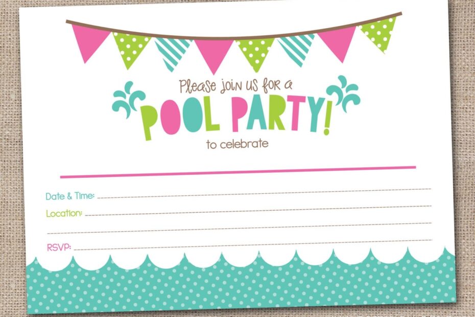 Free Printable Birthday Pool Party Invitations Templates Ann Inspired