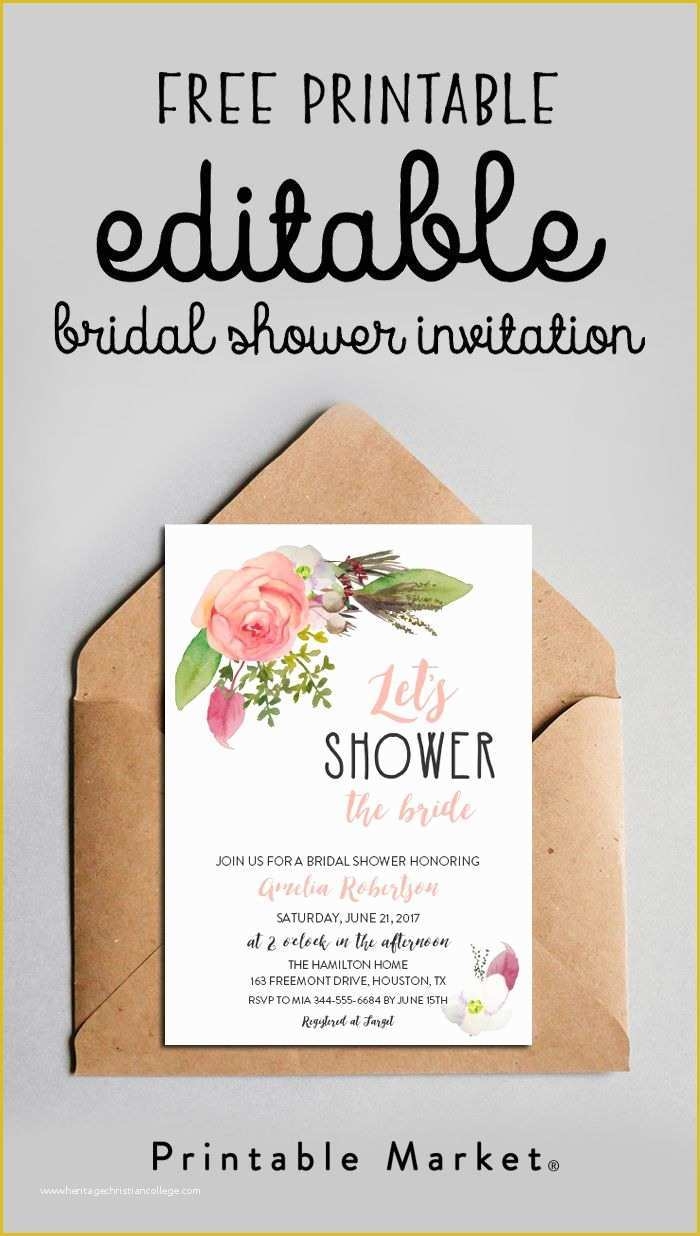 Free Printable Bridal Shower Invitations Templates Of Free Editable 