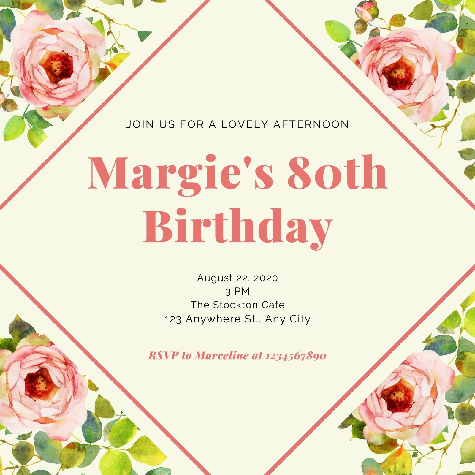 Free Printable Custom 80th Birthday Invitation Templates 51 OFF