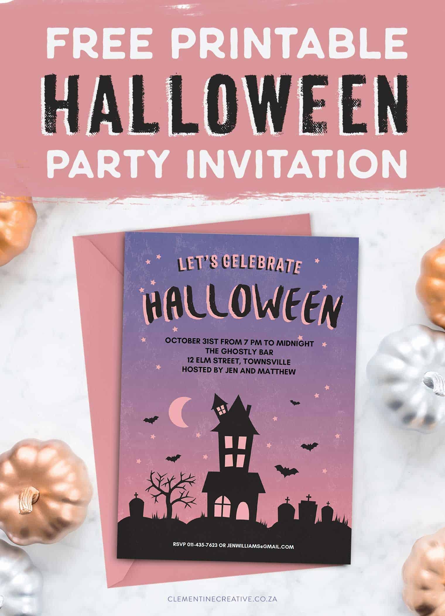 Free Printable Halloween Party Invitation Haunted House 