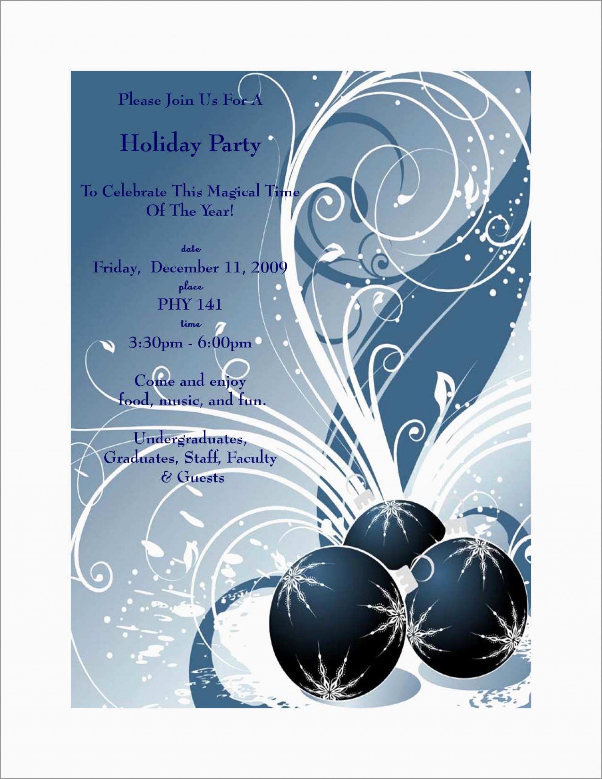 Free Printable Holiday Invitation Template Printable Free Templates