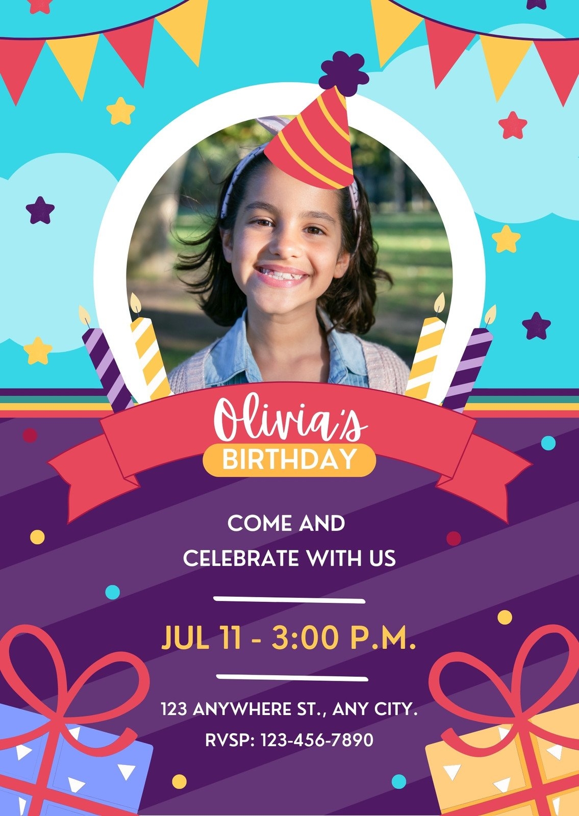 Free Printable Kids Birthday Invitation Templates Canva 50 OFF