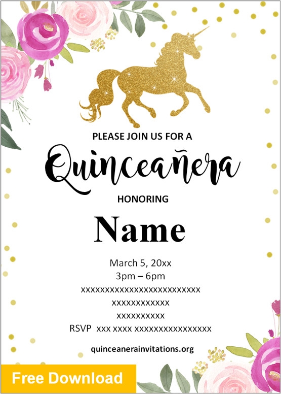 Free Printable Quincea era Invitations Templates Quinceanera Invitations