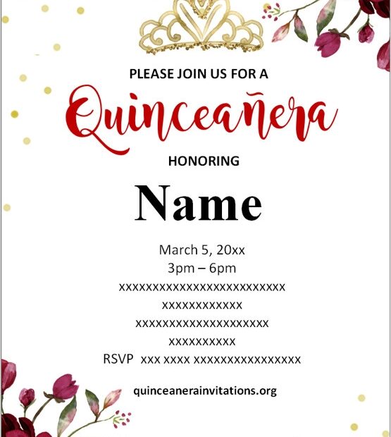 Free Printable Quincea era Invitations Templates Quinceanera Invitations