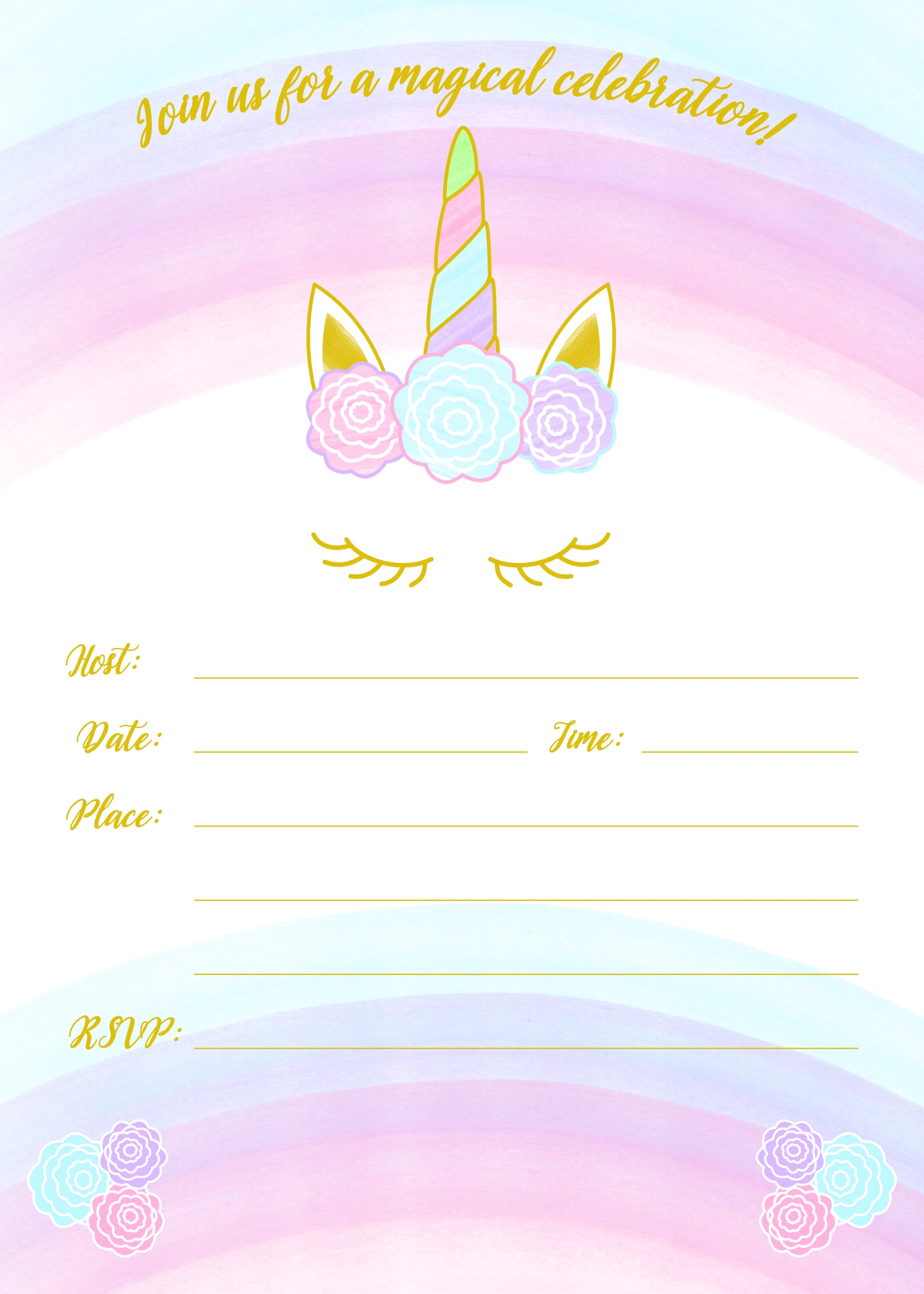 Free Printable Unicorn Invitation Template Printable Templates