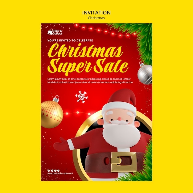 Free PSD Christmas Celebration Invitation Template