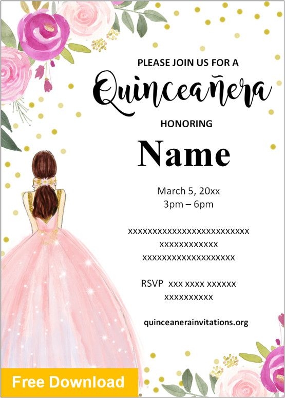 Free Quinceanera Invitations Templates BestTemplatess BestTemplatess