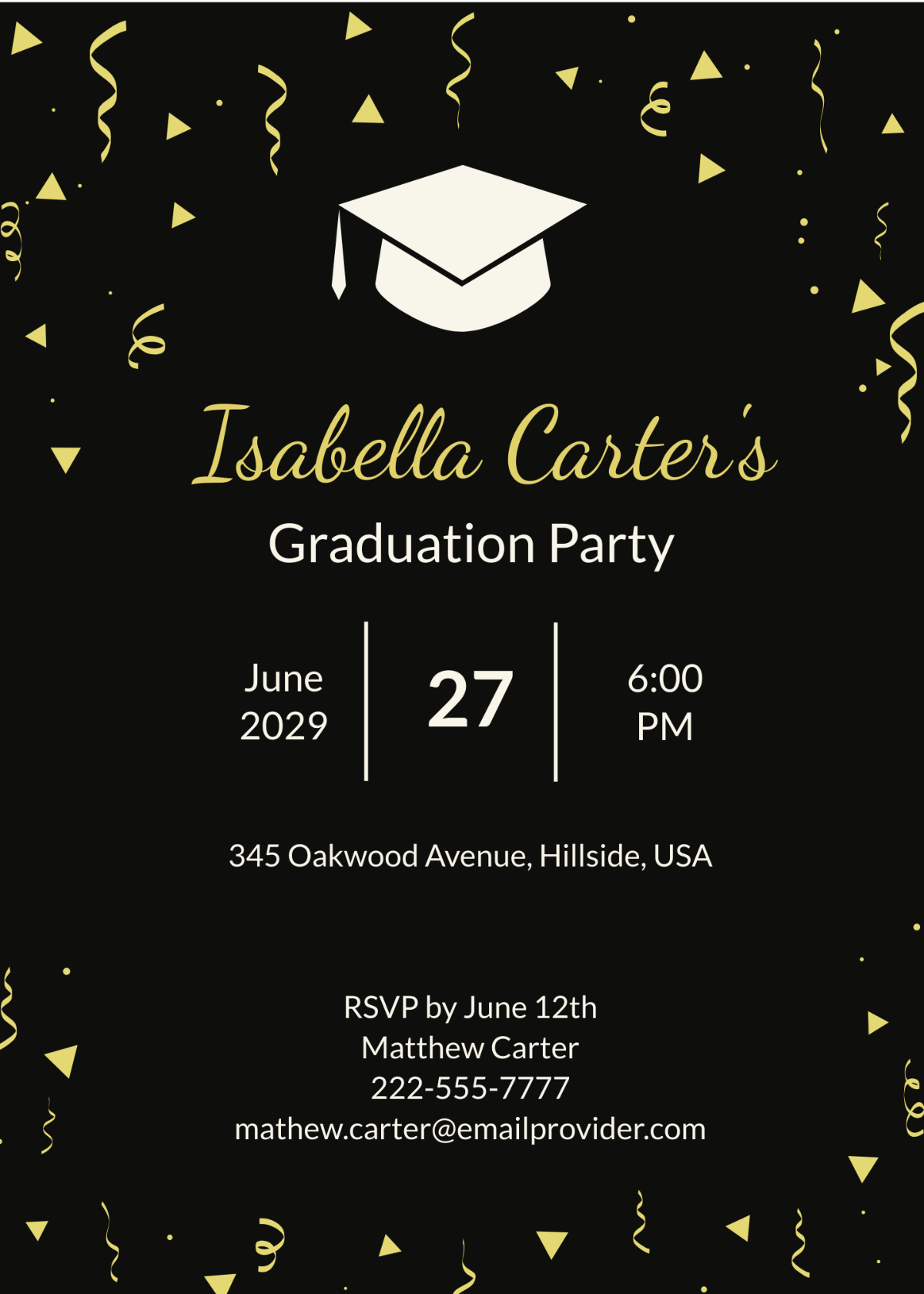 Free Sample Graduation Invitation Template To Edit Online