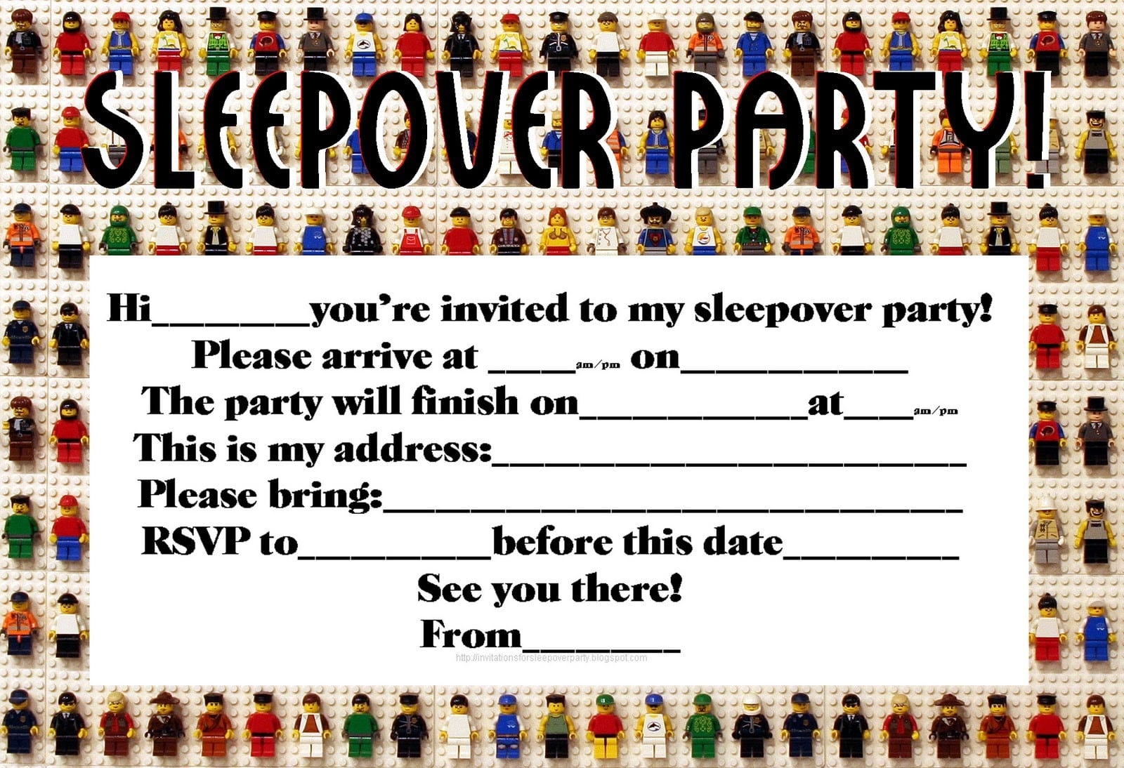 Free Slumber Party Invitation Template
