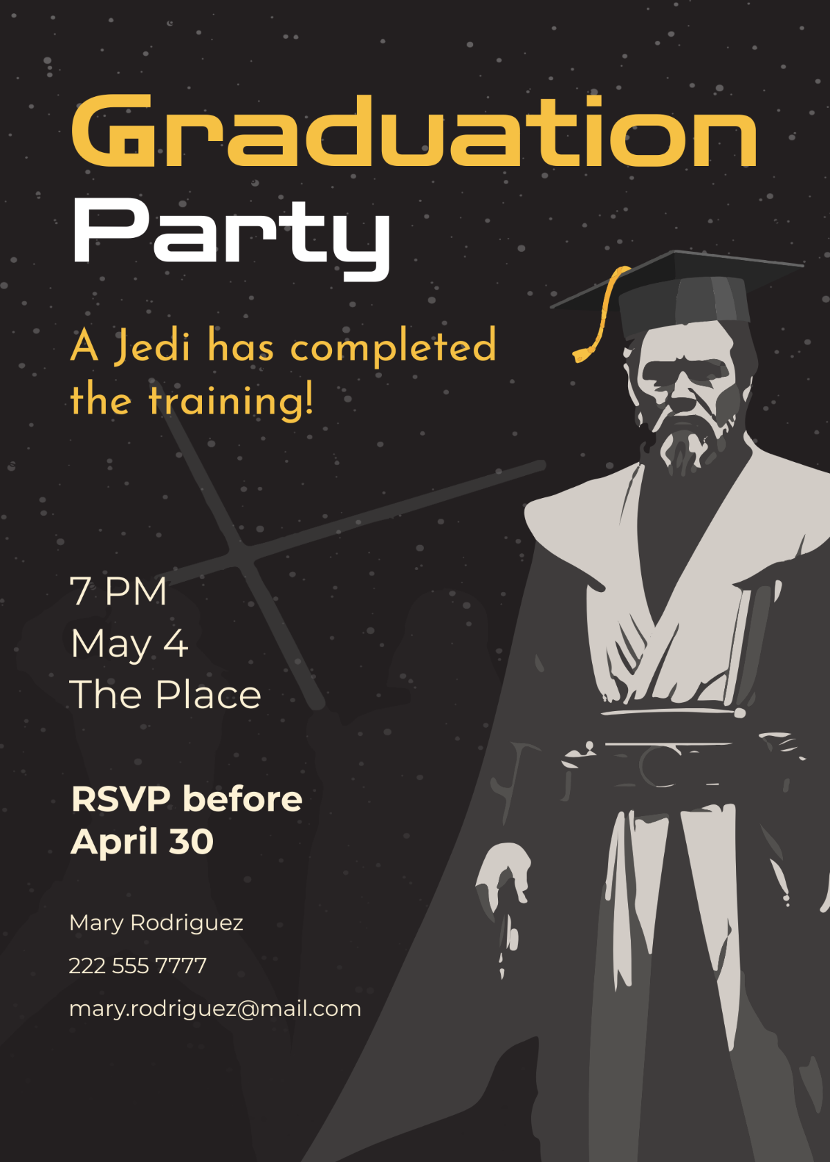 Free Star Wars Graduation Invitation Template To Edit Online