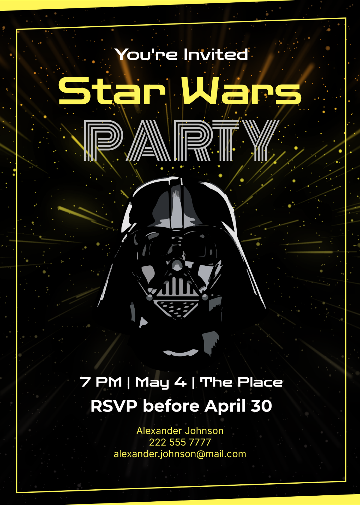 Free Star Wars Invitation For Girls Template To Edit Online