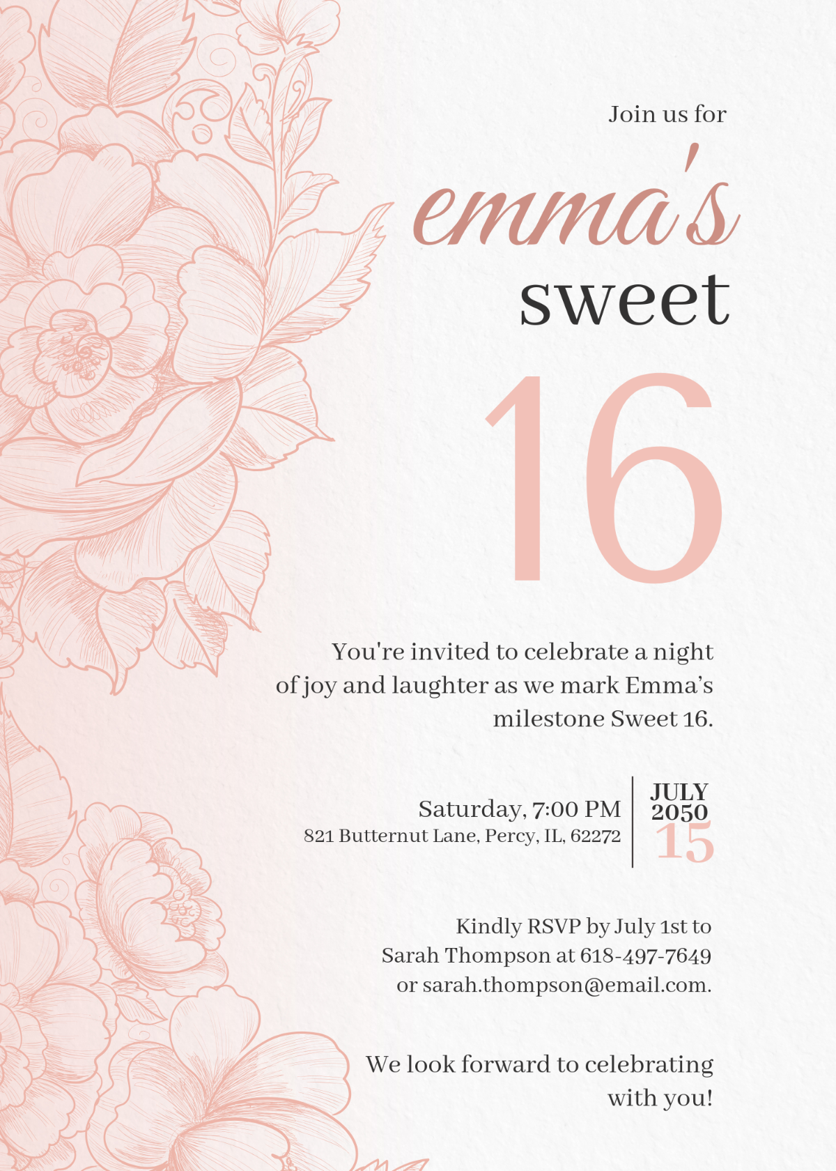 Free Sweet 16 Invitation Template To Edit Online