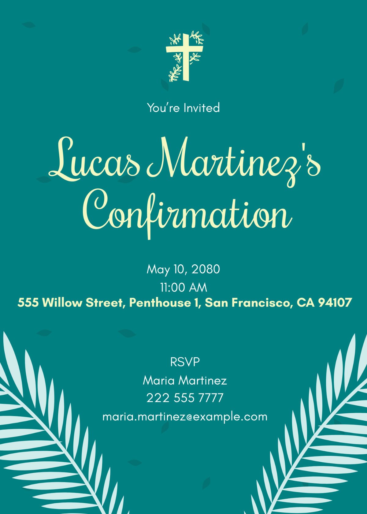 Free Teal Confirmation Invitation Template To Edit Online