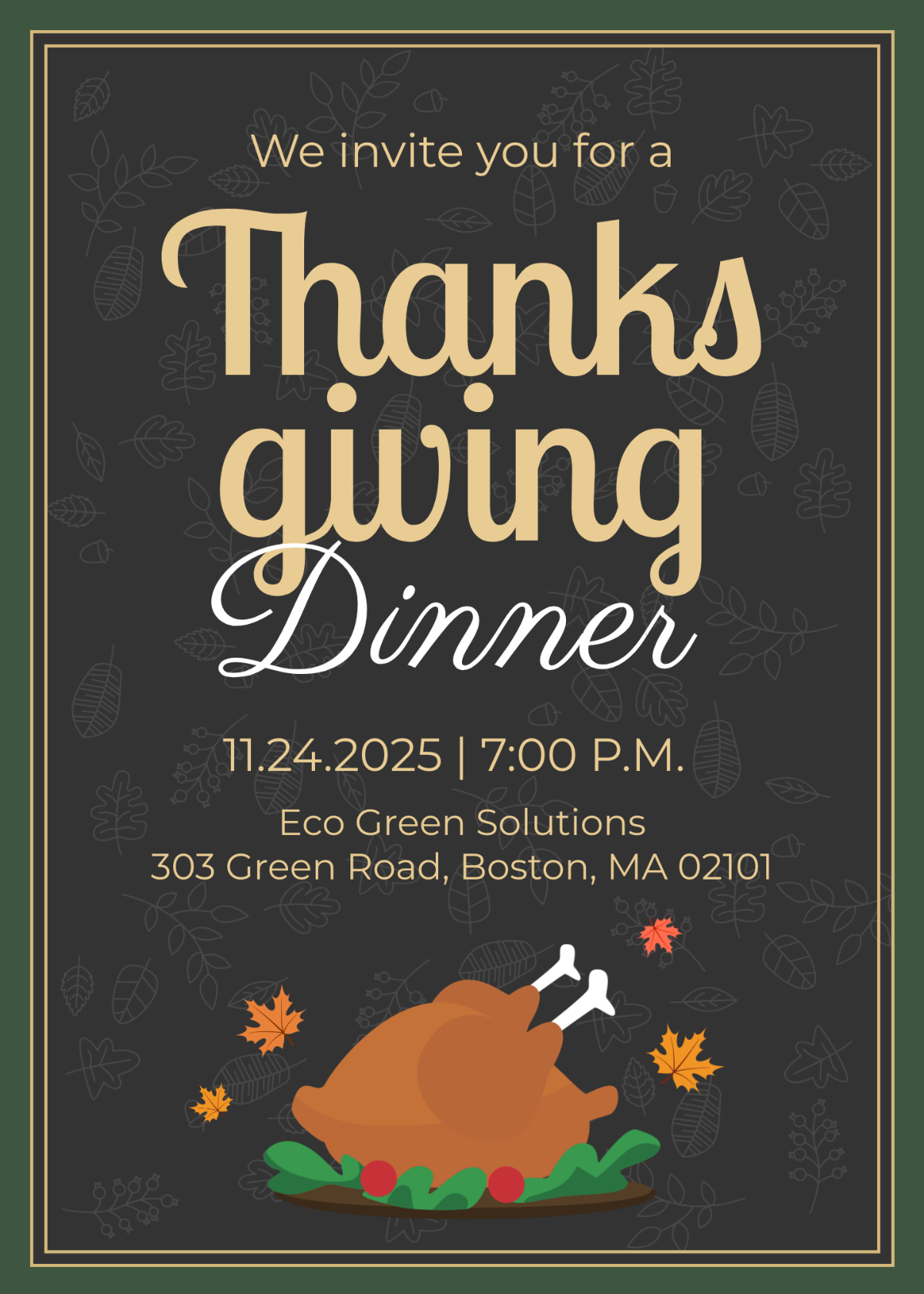 Free Thanksgiving Invitation For Friends Template To Edit Online