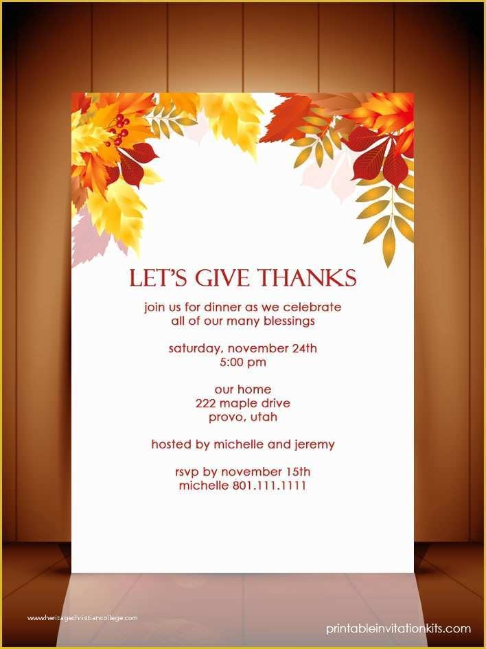 Free Thanksgiving Invitation Templates Of Thanksgiving Dinner Autumn 