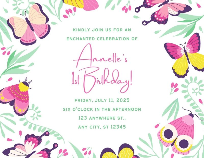 Free To Edit And Print Butterfly Invitation Templates Canva