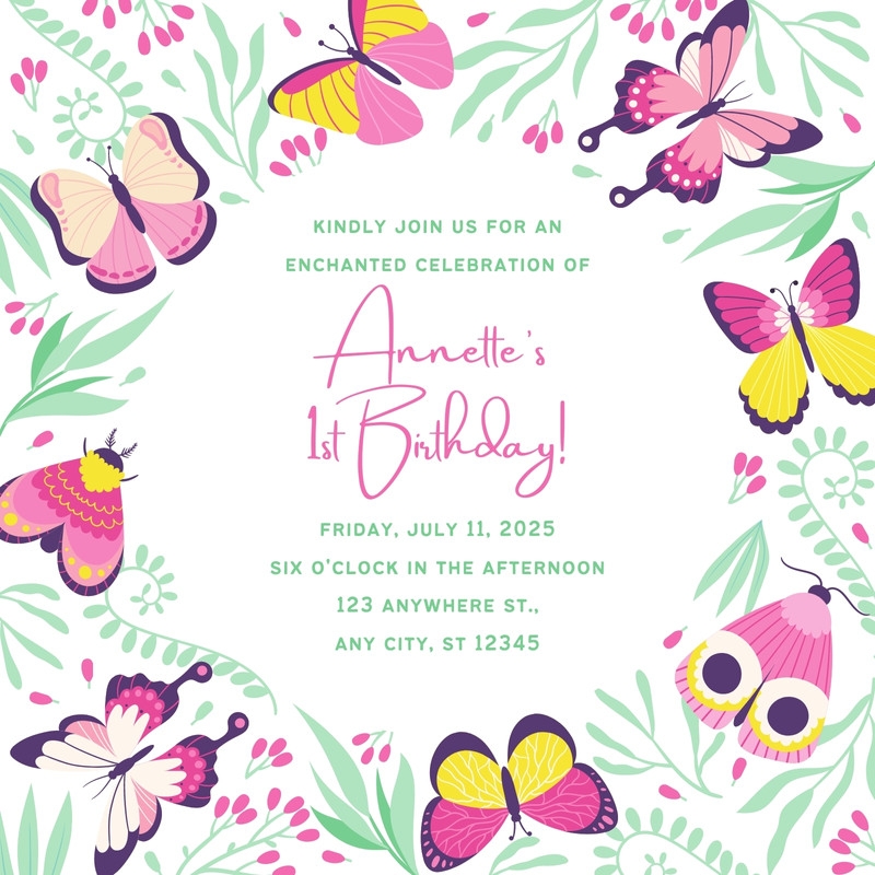 Free To Edit And Print Butterfly Invitation Templates Canva