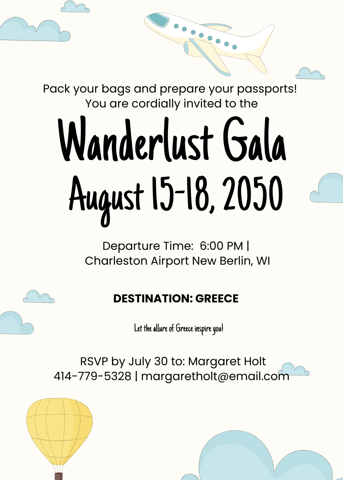 Free Travel Theme Invitation Template To Edit Online