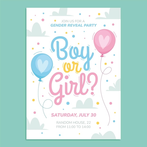 Free Vector Cartoon Gender Reveal Invitation Template
