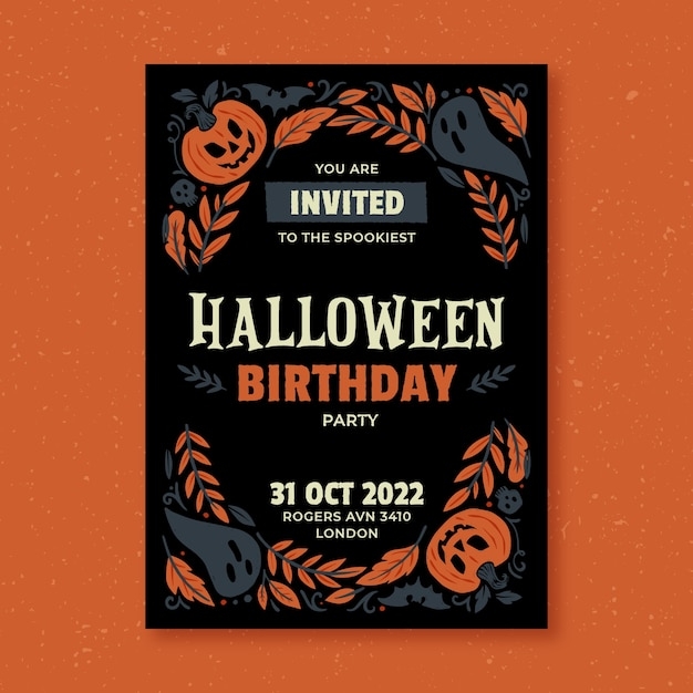 Free Vector Halloween Celebration Invitation Template