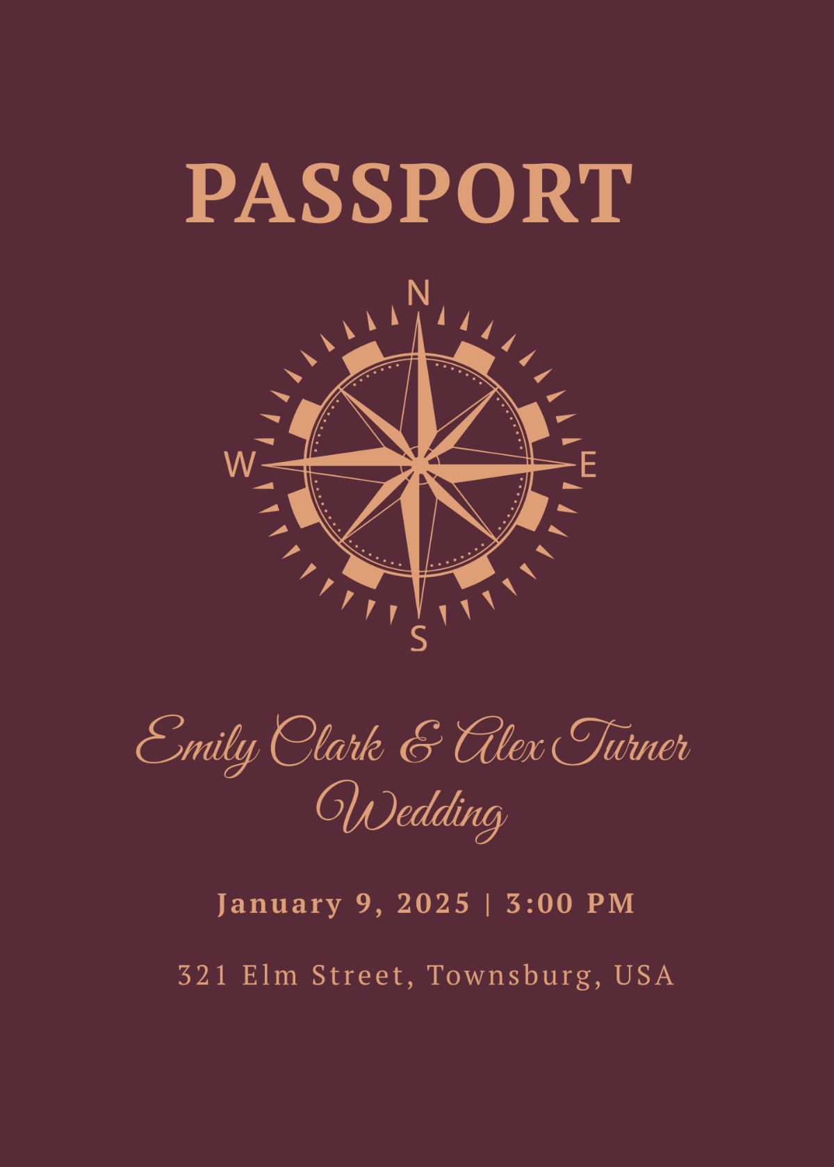 Free Vintage Passport Wedding Invitation Template To Edit Online