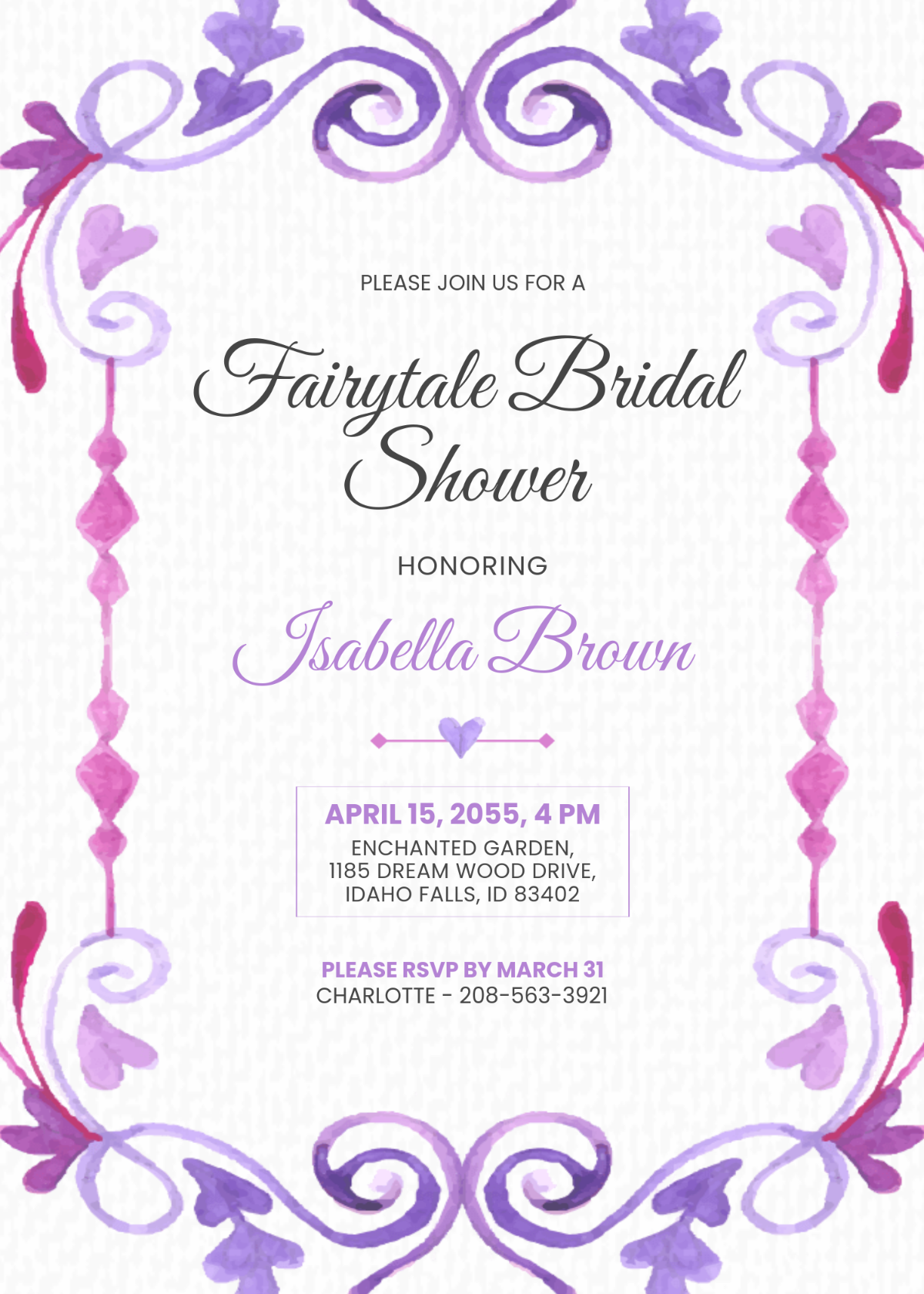 Free Wavy Bridal Shower Invitation Template To Edit Online