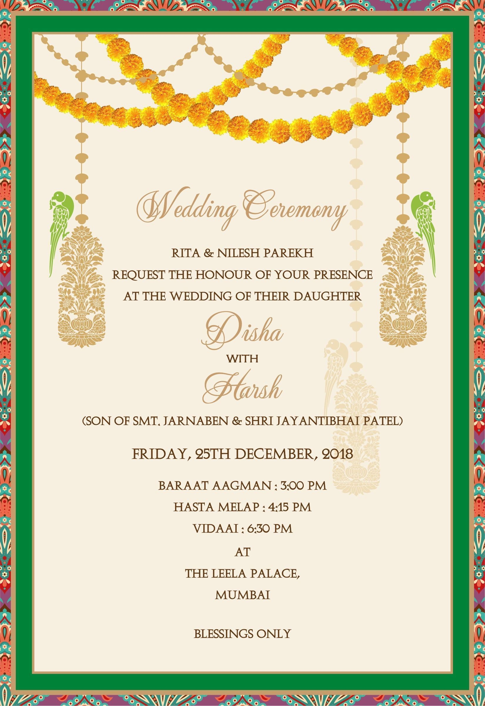 Free Wedding Invitation Templates Word Document In Hindi Printable 
