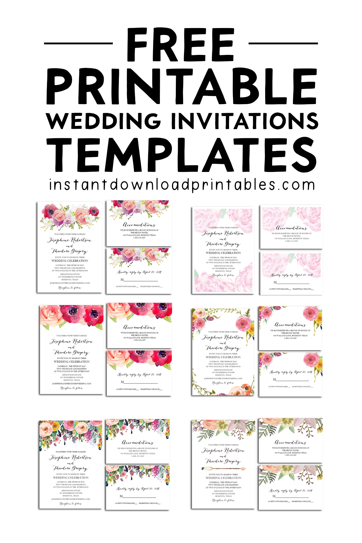Free Wedding Invitations Instant Download Printables
