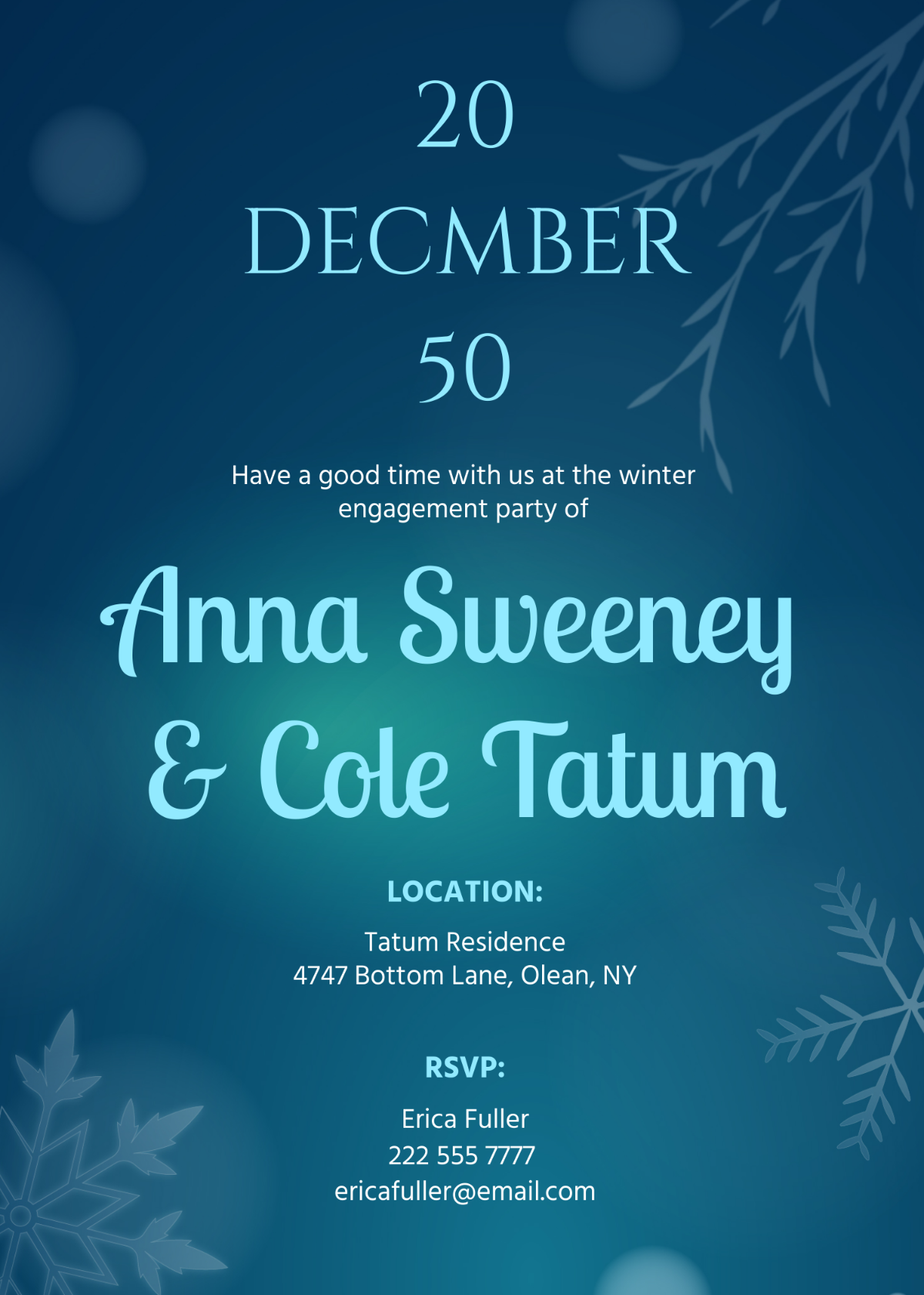 Free Winter Engagement Party Invitation Template To Edit Online