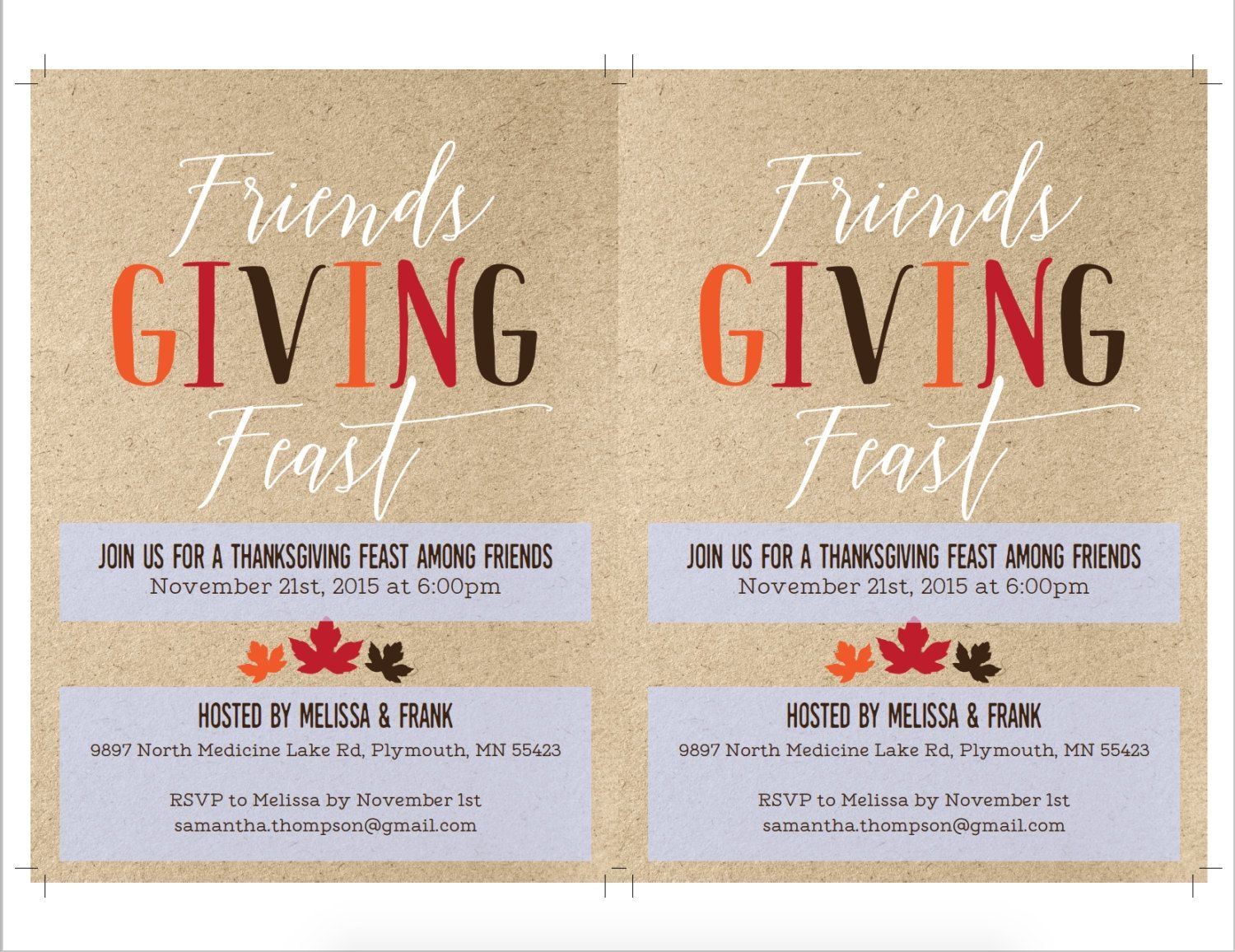 Friendsgiving Invite Template Free